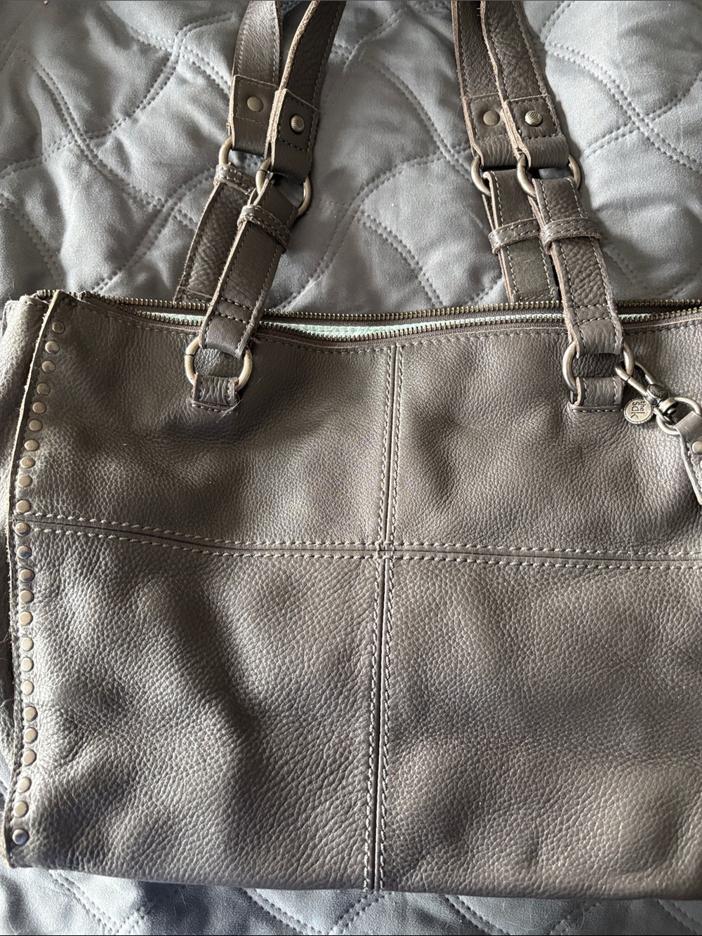 The Sal Women's Grey Leather Tote Bag - Classic Everyday Shoulder Bag